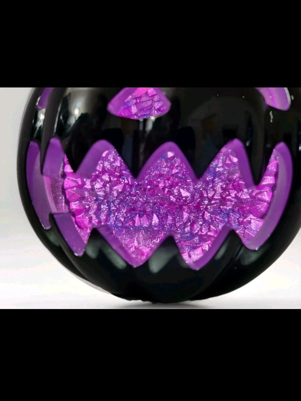 Bath & Body Works Black Halloween Pumpkin Purple Crystal LED Lit Candle Holder